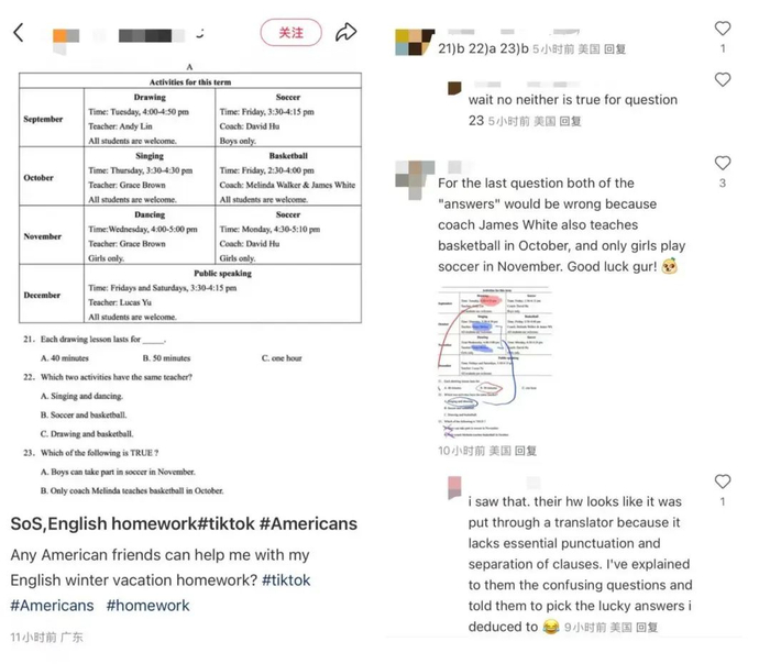 同样一道阅读理解作业，不同的美国IP网友看法不一
