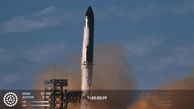 “星舰”火箭发射升空 SpaceX视频截图 