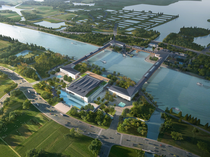 水乡客厅·方厅水院效果图。