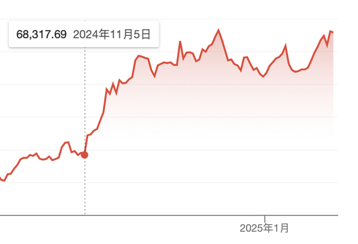 特朗普当选后的比特币走势|图源：Google