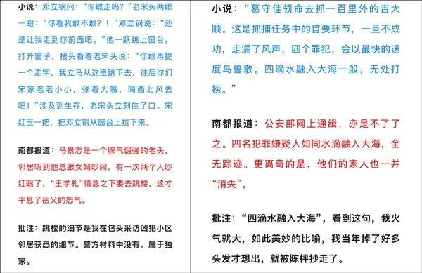 王猛主张陈枰小说《漂白》“涉嫌抄袭”的段落