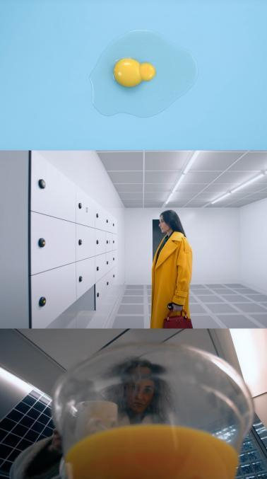 大衣、蛋黄、药剂都是黄色，代表人的物化 图：《某种物质》