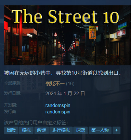 《10号街道》评价褒贬不一且仅有不到20个评测