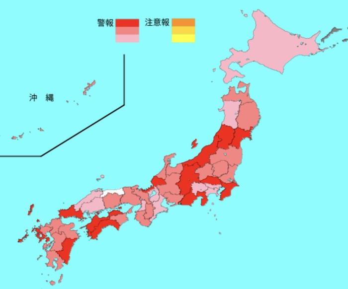 日本NIID国立感染症研究所发布2025年第4周（1月20日-1月26日）当地流感分布情况