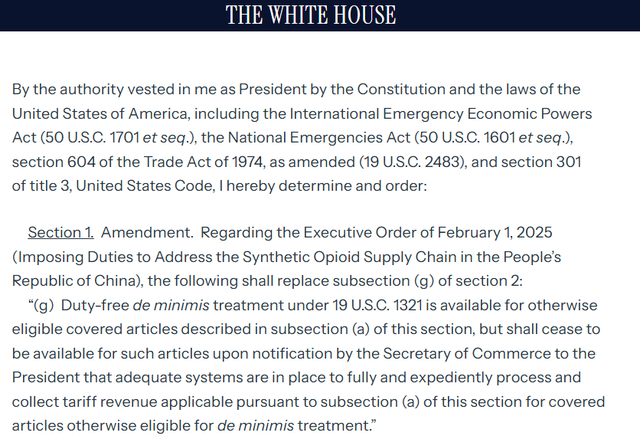 新行政令推翻了特朗普一周前的部分决定 白宫网站截图 