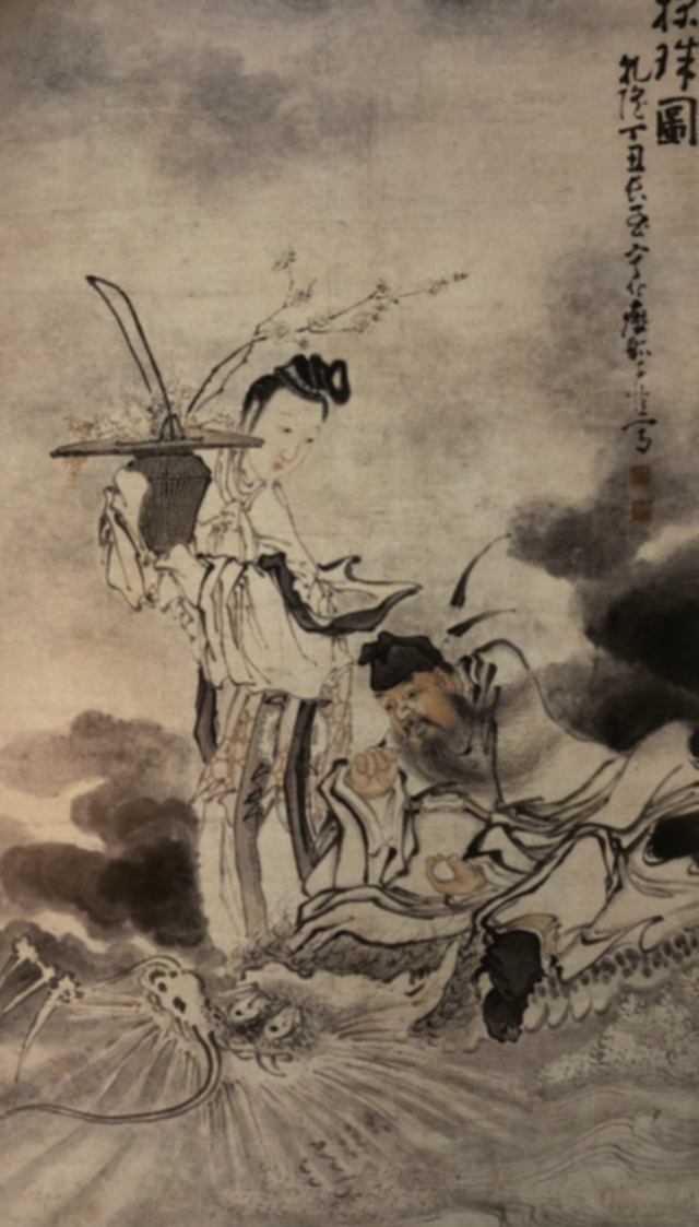 南京博物院藏清代黄慎《探珠图》（朱万章供图）。