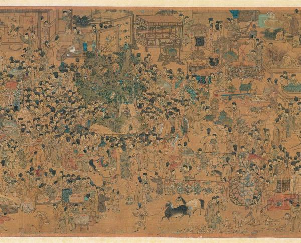 晚明《上元灯彩图》（局部），中心即为“灯山”