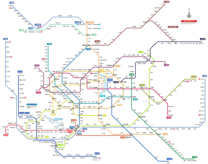 ▲佛山地铁、广州地铁线网图