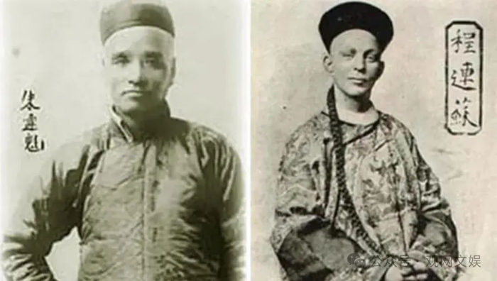 中国魔术师朱连魁（左）和模仿他冒充中国人的美国魔术师“程连苏”（右）