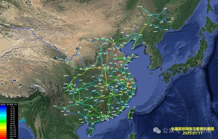 中国高铁车次密度图