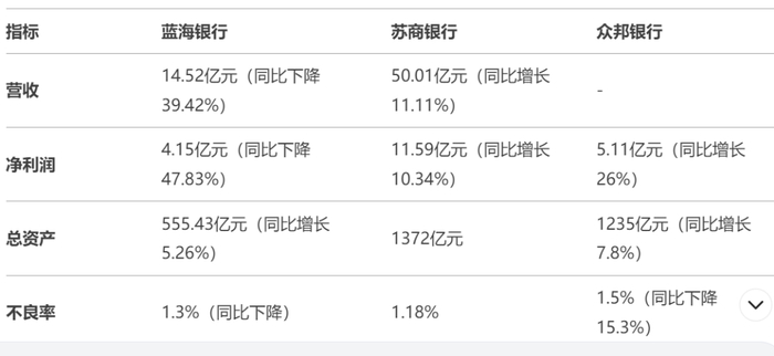 蓝海、苏商、众邦银行2024年业绩，制图：deepseek
