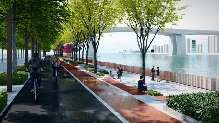 滨水空间开放效果（奉浦大桥）