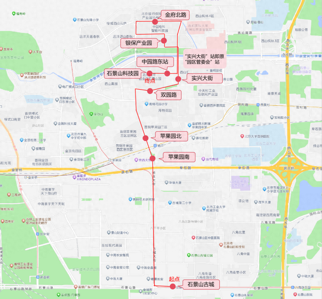 通勤班车东线示意图