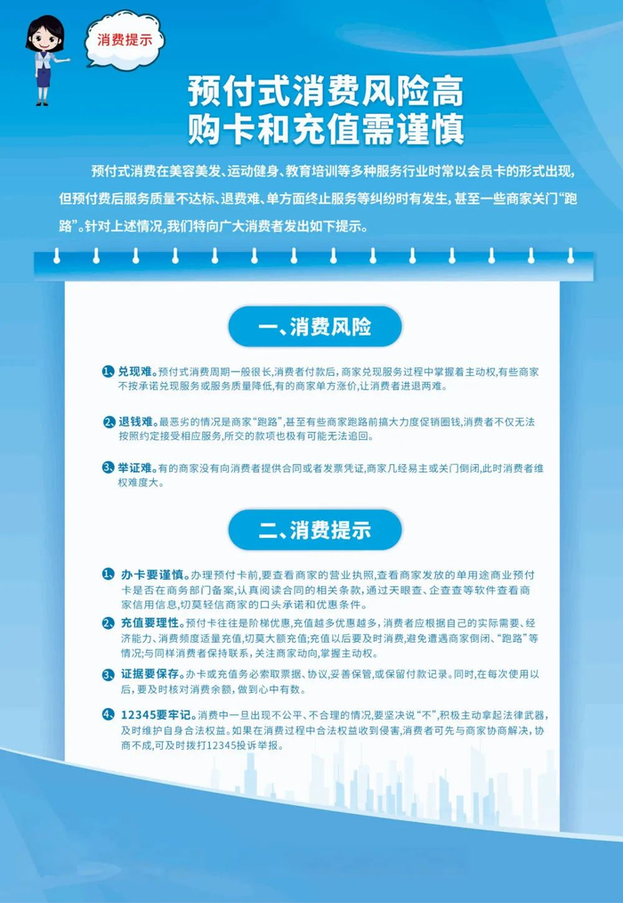 预付式消费风险提示。（重庆渝北区消委会供图）