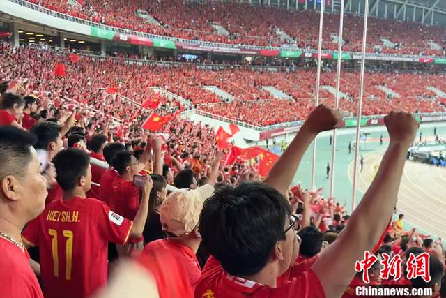 资料图：球迷为国足加油。中新网记者 吴家驹 摄