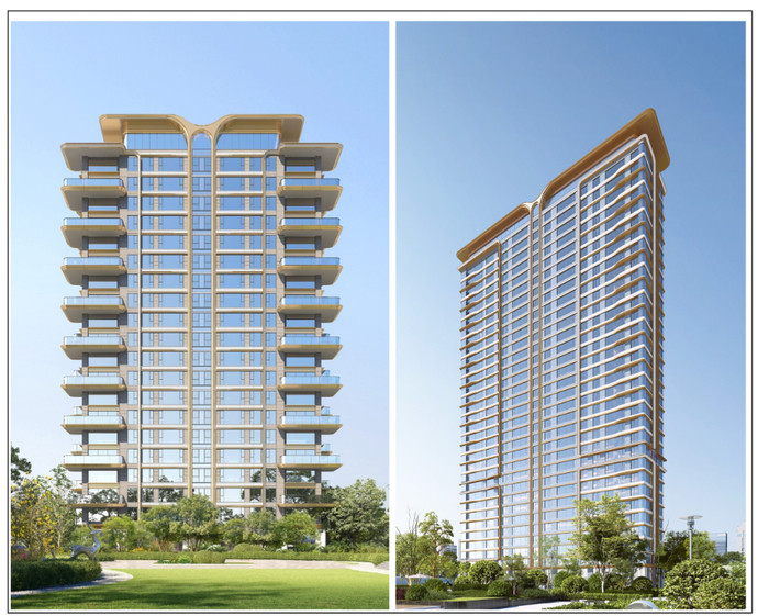 （主要立面效果图，左边就是唯一的第四代住宅，外形上的差距还是十分明显的。）