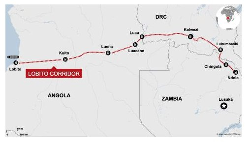 “洛比托走廊”铁路示意图