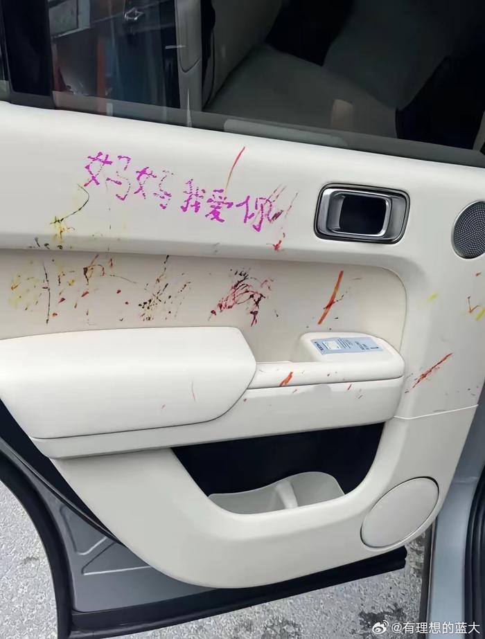 刚提的新车，还是我最喜欢的白内饰，就被我家熊孩子拿马克笔给造了！