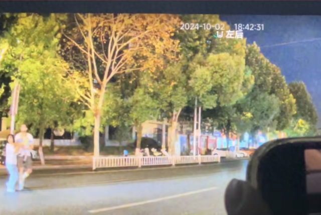 车祸前一刻，夫妻俩抱着婴儿过马路。网络截图