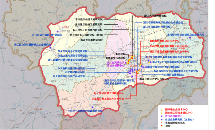 衢州四省边际科创走廊创新资源分布图