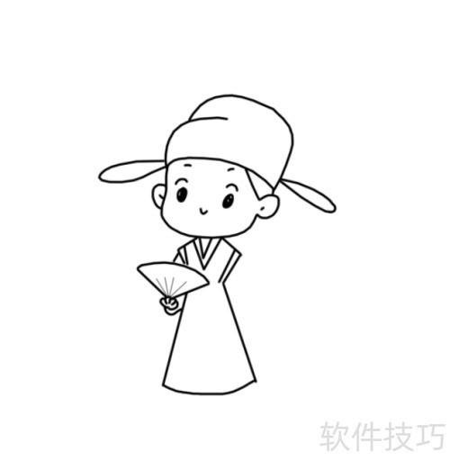 卡通人物:卡通书生才子简笔画