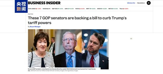 △据美媒报道，7名共和党参议员正在推动立法，要求关税政策必须由国会批准，而非如特朗普所愿成为总统专属特权。