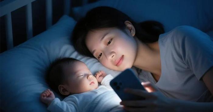 你还在睡着后的宝宝旁边玩手机吗？它正在悄悄伤害你和孩子