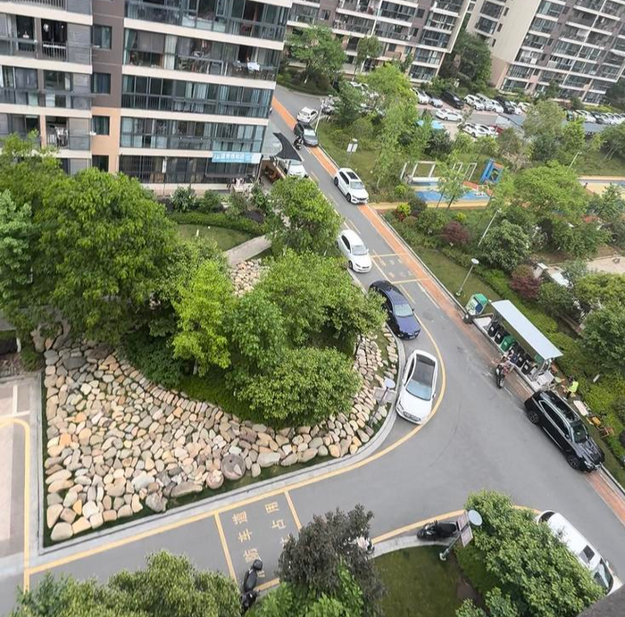 摆放在小区的石头