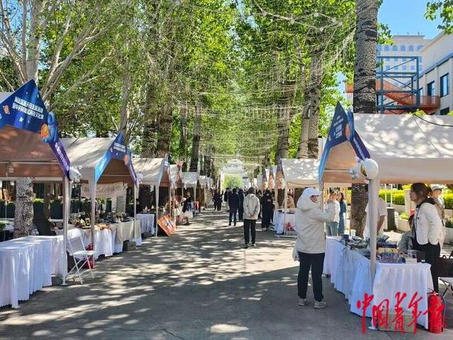 4月24日，北京卫星制造厂科技园内摆起文创市集。中青报·中青网记者 尹希宁/摄