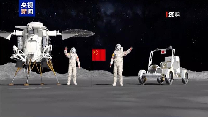 中国载人登月示意图。图片来源：CCTV