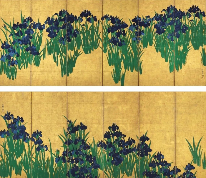 《燕子花图屏风》，尾形光琳，日本江户时代（18世纪），根津美术馆藏，6月3日-15日展出