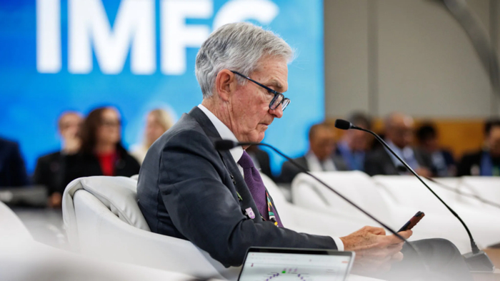 鲍威尔在IMFC会议上&nbsp;外媒图片