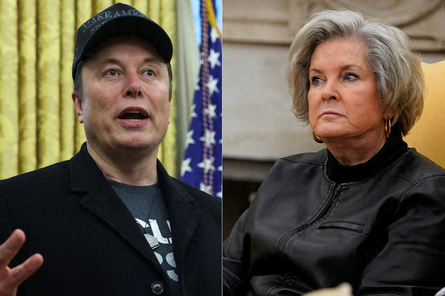 马斯克（左）与苏珊·怀尔斯 资料图 图源：外媒