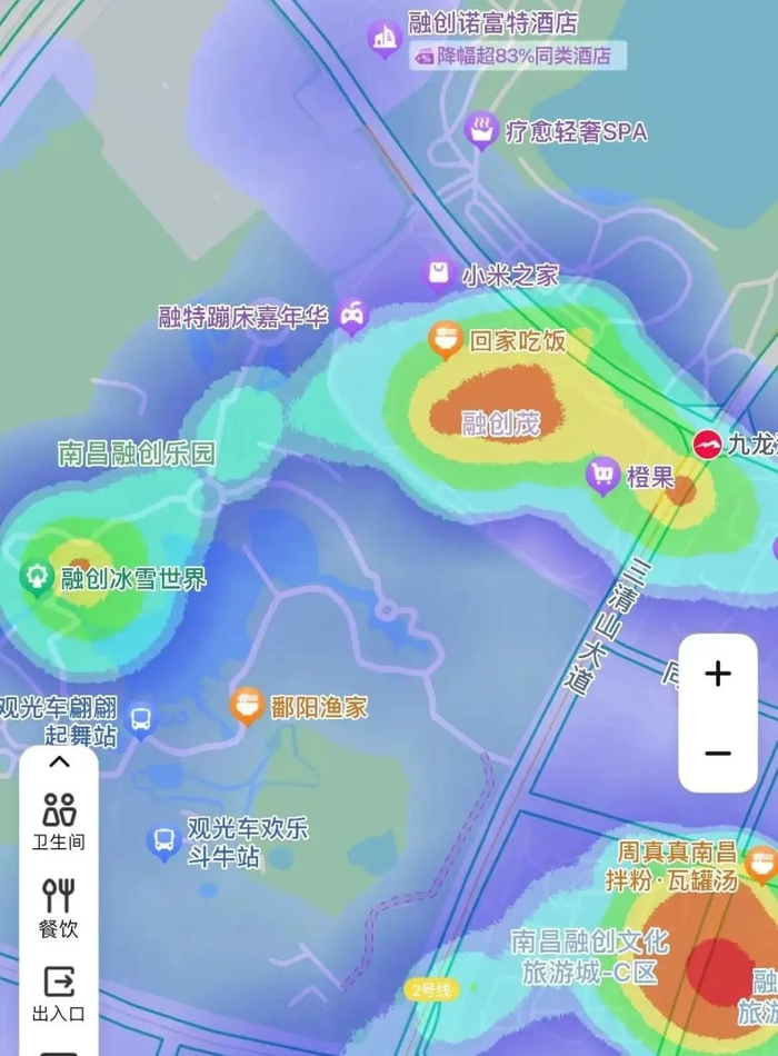 “五一”融创乐园一带热力图