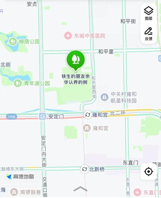 ▲导航软件上已经标注了“铁生的朋友余华认养的树”。