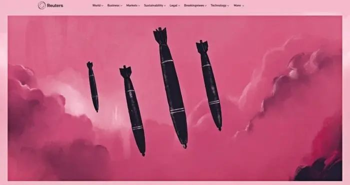 描绘炸弹落下的场景。图/路透社