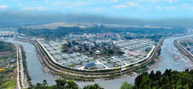 （荥经冷水鱼“鱼子酱”现代农业园区航拍图 宣传部供图）