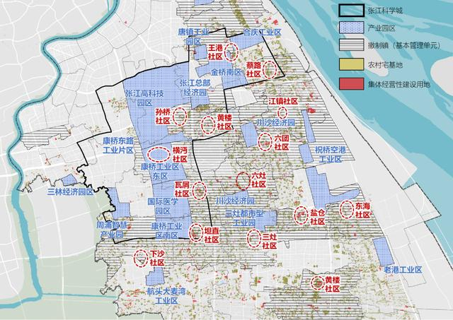 图5 浦东中部地区“镇区-园区-乡村”空间关系示意图
