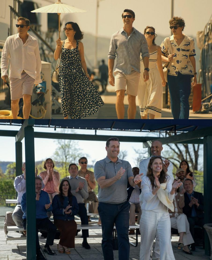 《白莲花度假村》（上）和《掩耳盗邻》（下）中的金融精英家庭