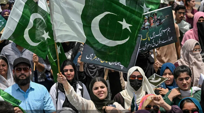 5月15日，巴基斯坦学生的反印度游行。法新社