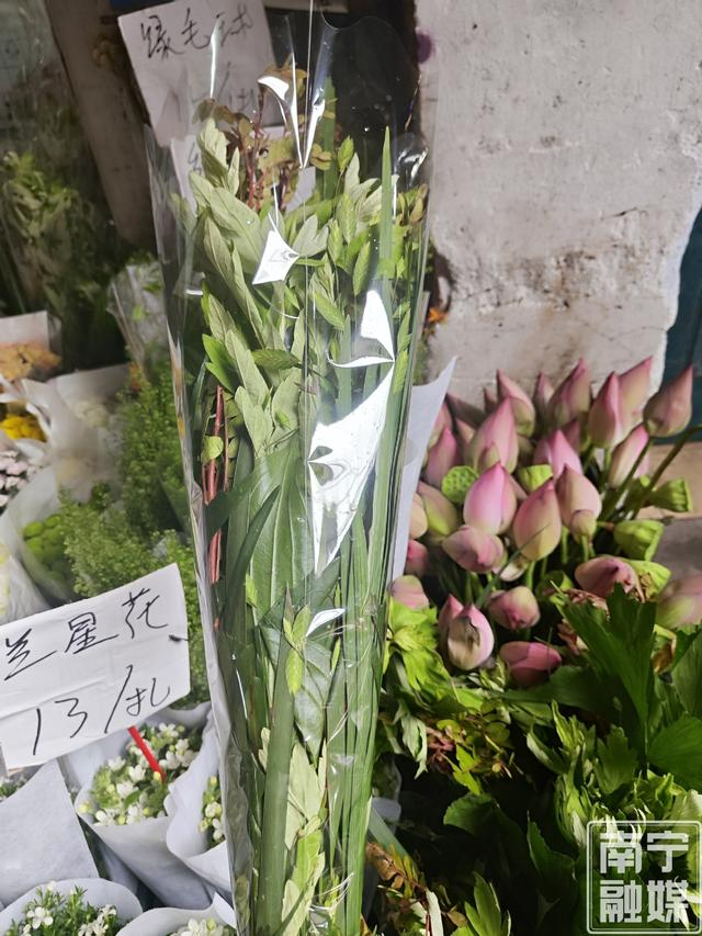 艾草搭配其他叶子的花束。记者 黎兆齐 摄