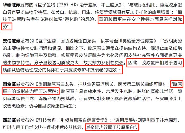 图/华熙生物援引的4篇研报“错误性结论”