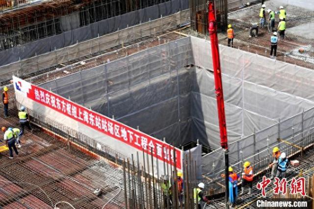 东方枢纽上海东站建设现场。中国铁路上海局集团有限公司供图