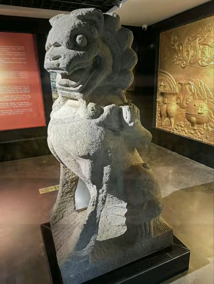 博物馆的石狮子。 图源：发帖人视频截图