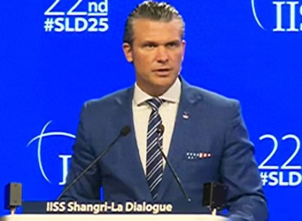 赫格塞思31日早在香会发表演讲 视频截图 