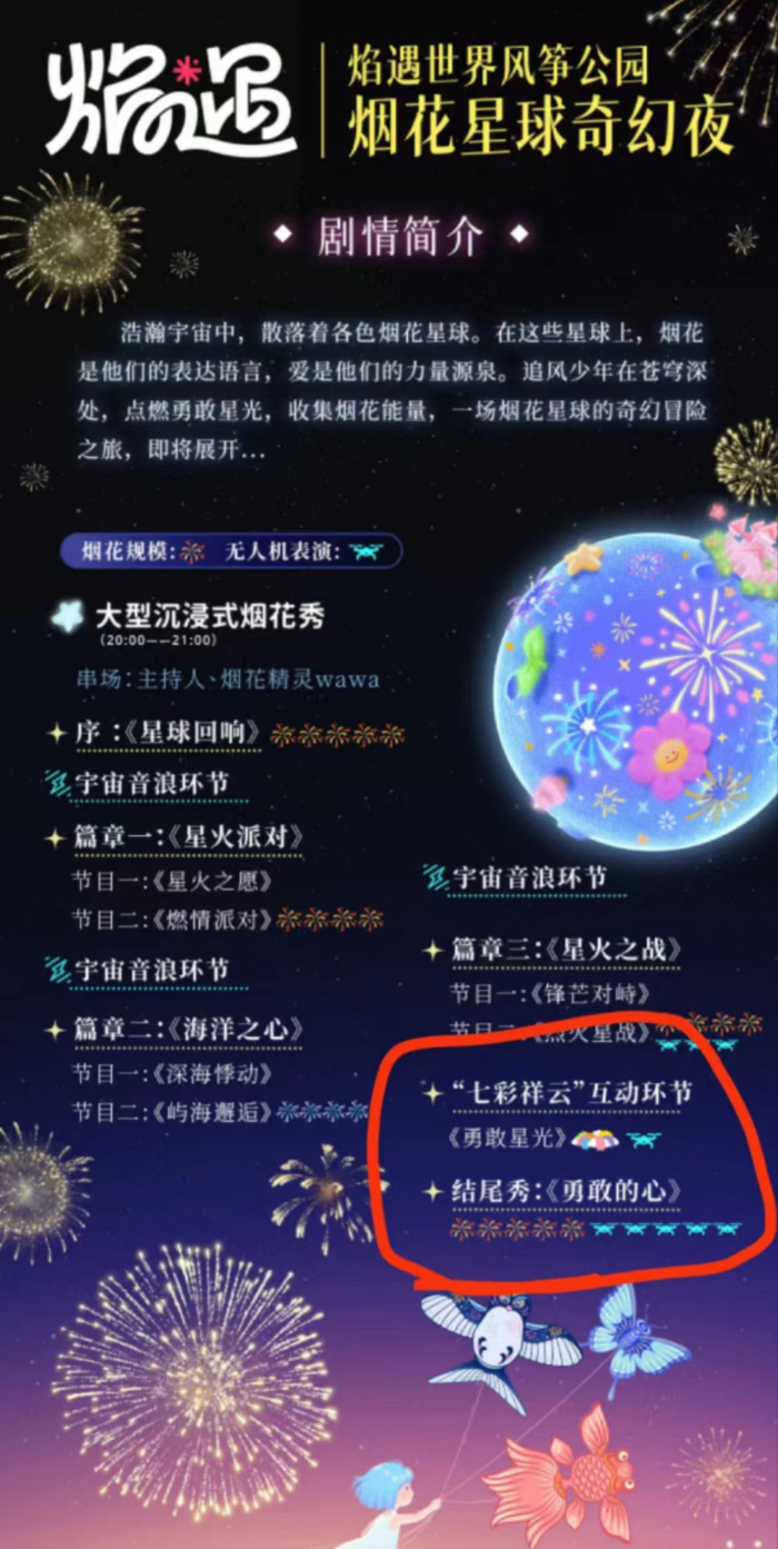 宣传海报中明确表示有“七彩祥云”等环节。