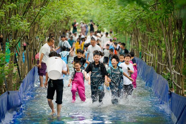 2025年6月1日，端午假期，游客在山西省运城市盐湖区东郭镇野趣大自然亲子农场游玩，乐享假日时光。视觉中国 图