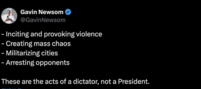 △加文·纽森的社媒帖文截图