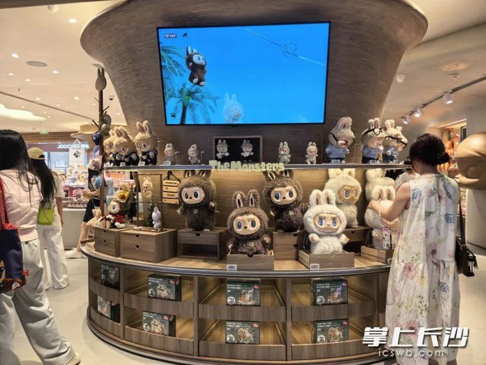 泡泡玛特门店里的Labubu公仔很是惹眼。长沙晚报全媒体记者 陈星源 摄