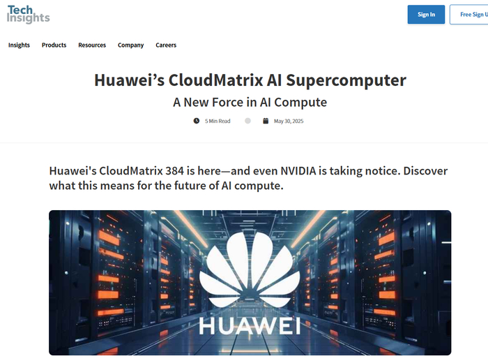 TechInsights关于CloudMatrix 384超节点的报告